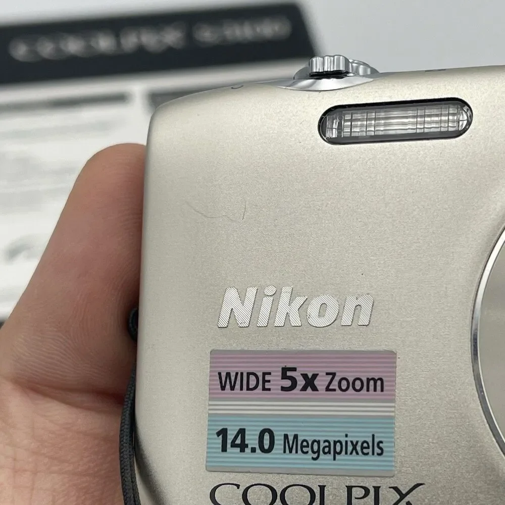 Nikon CoolPix S3100 14.0MP Digital Camera - Silver w/ Battery, Charger + More